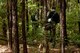 First Lieutenants James Hendershaw (left), 336th Fighter Squadron weapon systems officer, and Michael McCoy, 336th FS pilot, evade simulated threats during the Razor Talon exercise Aug. 5, 2016, near Smyrna, North Carolina. The aircrew members used their survival, evasion, resistance and escape training, while attempting to contact their wingmen for aerial support following a simulated aircraft crash in a hostile environment. (U.S. Air Force photo by Airman Shawna L. Keyes)