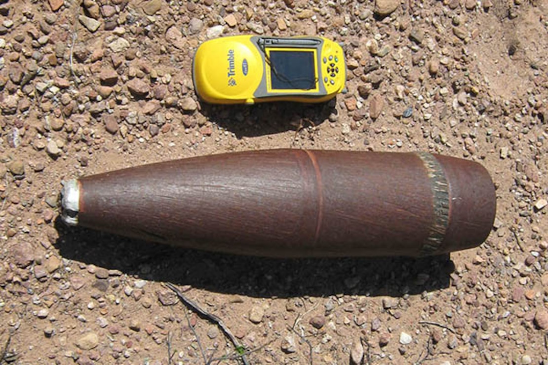 Fragment of a 155mm illumination round found at former Fort Huachuca. Source: U.S. Army Corps of Engineers.
