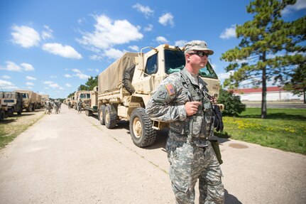 U.S. Army Sgt. Jonathan Schroeder, 327th Engineer Company, ground guides a Light Medium Tactical Vehicle (LMTV) during Combat Support Training Exercise (CSTX) 86-16-03 at Fort McCoy, Wis., August 6, 2016. The 84th Training Command’s third and final Combat Support Training Exercise of the year hosted by the 86th Training Division at Fort McCoy, Wis. is a multi-component and joint endeavor aligned with other reserve component exercises. (U.S. Army photo by Spc. John Russell/Released)