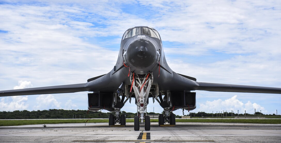 A B-1 Lancer sits on the flightline at Andersen Air Force Base, Guam, Aug.10, 2016. The B-1 Lancer, which arrived at Andersen Aug. 6, will replace the B-52 in support of the U.S. Strategic Command Continuous Bomber Presence mission. The CBP bomber swap between the B-1 and B-52 is occurring throughout the month of August as the B-1s return to support this mission for the first time since April 2006. The CBP mission is part of a long-standing history of maintaining a consistent bomber presence in the Indo-Asia-Pacific in order to maintain regional stability, and provide assurance to our allies and partners in the region. (U.S. Air Force photo by Tech. Sgt. Richard Ebensberger)