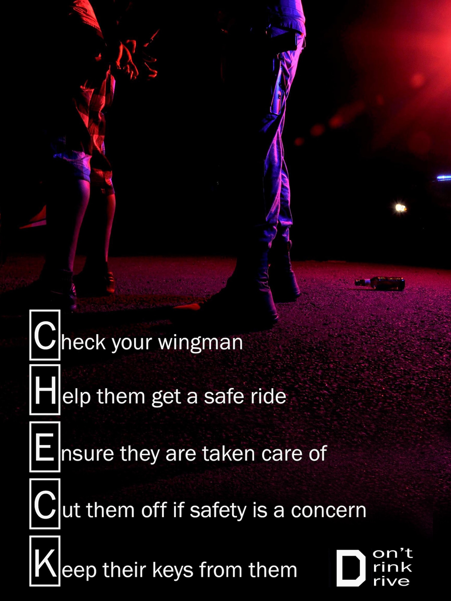 Choosing to drink alcohol and drive not only risks lives, but also puts careers in jeopardy. If at all possible, avoid driving a vehicle anywhere there’s a chance that drink may be consumed. If there’s no alternative to getting to the destination where there is alcohol, make sensible choices beforehand. Airmen should put the number of a local cab company in their cell phones, and have a “Plan B” or “Plan C” if their initial plans fall through. Alternatively, call a friend, coworker or even first sergeant to come get you, or call Airmen Against Drunk Driving. (U.S. Air Force graphic by Senior Master Sgt. Brian Boisvert)