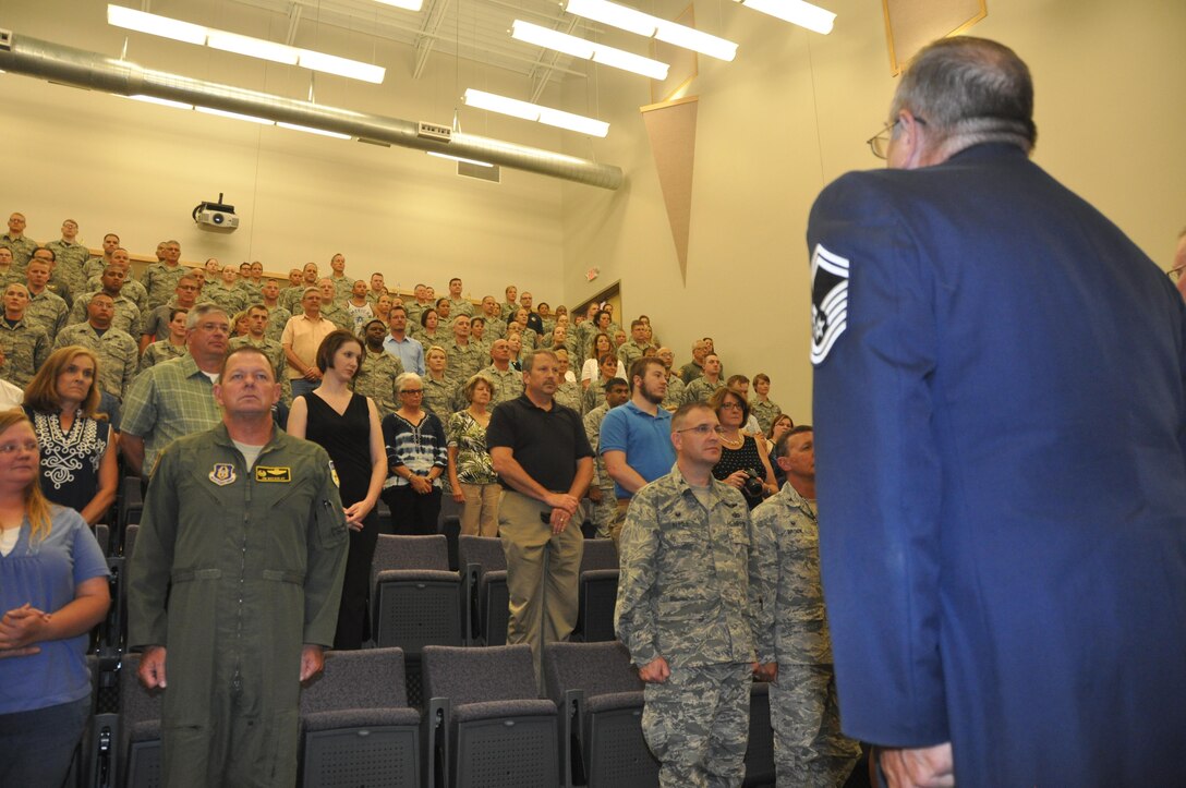 Senior Master Sgt. Billy Day, 442nd Aerospace Medicine superintendent, retired August 6, 2016 after over 35 years of Air Force Reserve service. More than 200 service members, family and friends were in attendance as Day embarked on a new chapter of his life. (U.S. Air Force photo/Master Sgt. Kent Kagarise)