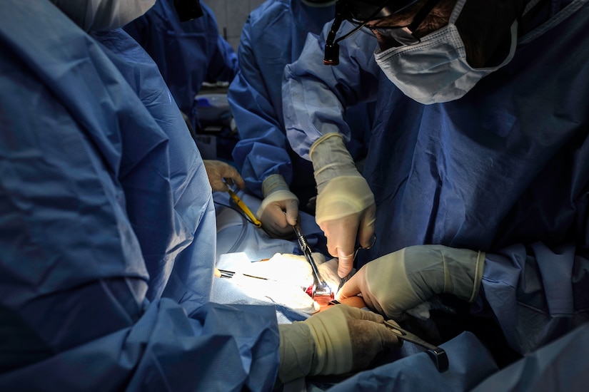 U.S. Army Lt. Col. (Dr.) James Smith, Joint Task Force-Bravo Medical Element general surgeon, performs surgery on a patient during a MEDEL MST operation at the Dr. Salvador Paredes Hospital in Trujillo, Honduras, July 28, 2016. Members of the current MST rotation have now operated on patients in six different hospitals in Honduras and sees patients twice a week in La Paz. 