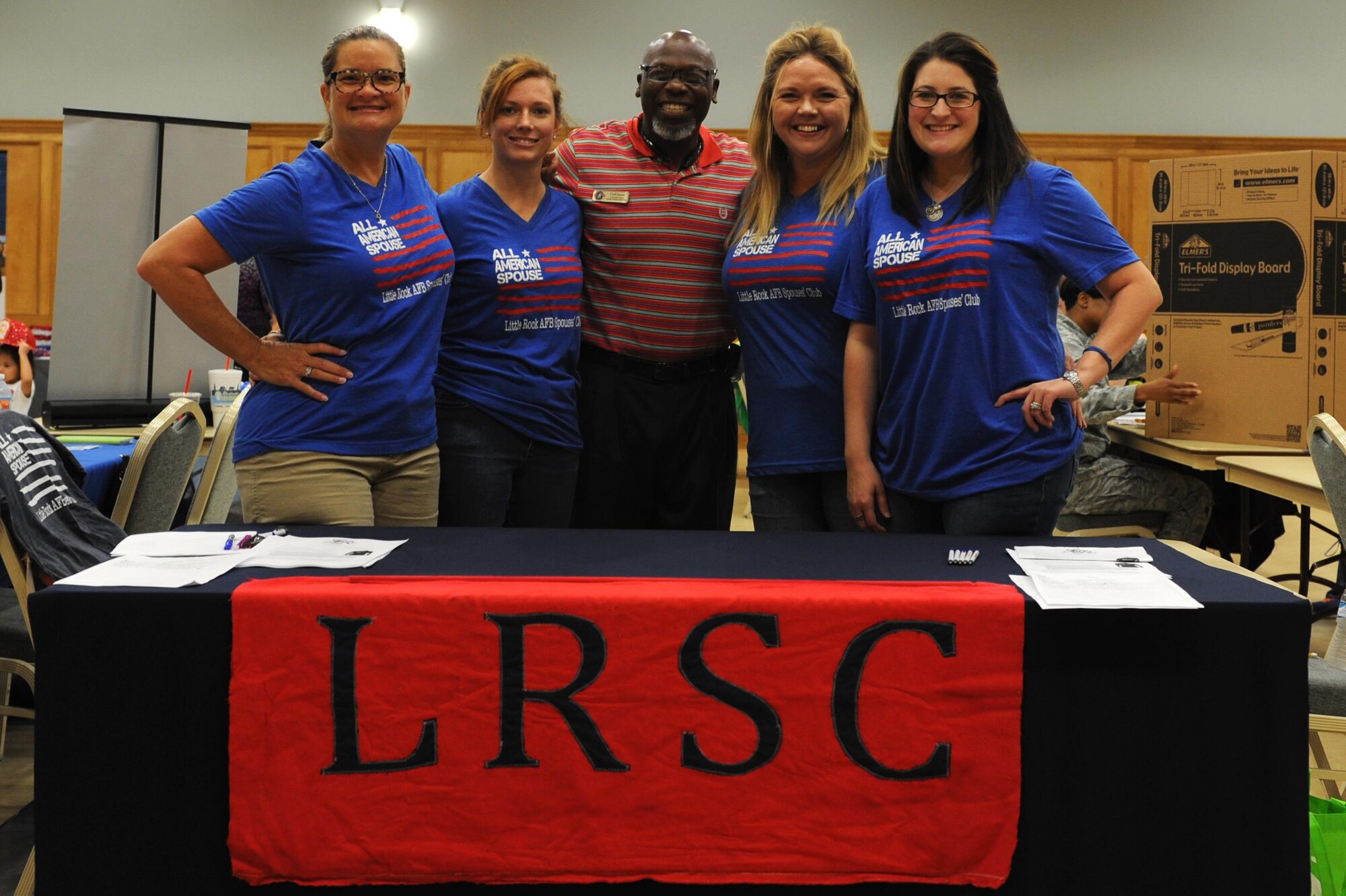 Volunteer’s from the Little Rock Spouse’s Club team up with Operation Homefront to bring school supplies to military children during the Back-to-School Brigade event Aug. 5, 2016, at the Walters Community Support Center on Little Rock Air Force Base, Ark. The little Rock Spouse’s club donated $1000 toward backpacks and school supplies for Operations Homefront’s Back-to-School brigade. (U.S. Air Force photo by Airman Grace Nichols)