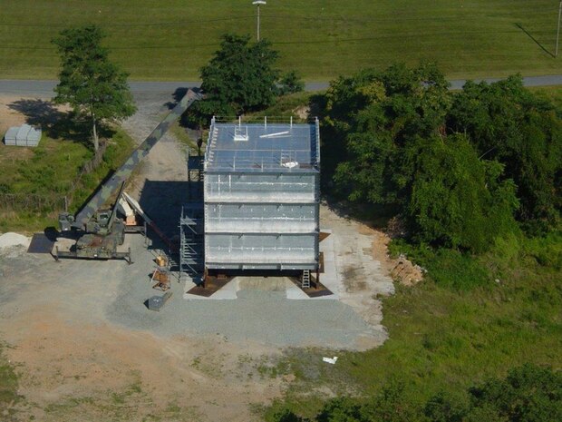 160712-N-RA705-002 ABERDEEN PROVING GROUND (APG), Maryland (July 12, 2016) – The Multi Compartment Surrogate (MCS) module was built to replicate Independence variant LCS standards of shipbuilding. The module was built by Austal USA and floated up on a barge from Mobile, Alabama.  (File photo - released).