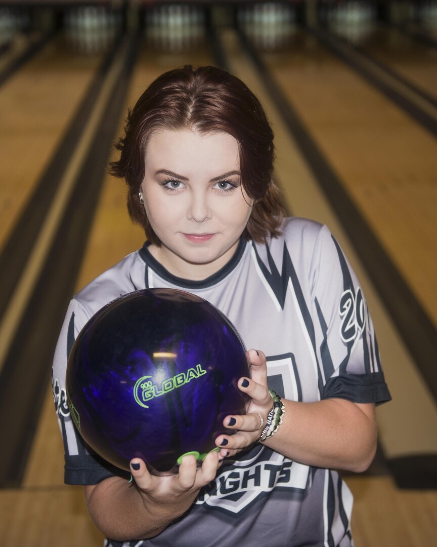 Sydney Strohm, Steele High School bowling team member, practices at Joint Base San Antonio-Randolph’s Bowling Center Aug. 3, 2016. Strohm helped the team come in fourth place at the 2016 U.S. High School Bowling National Championship in Fort Lauderdale, Fla., July 30-31.