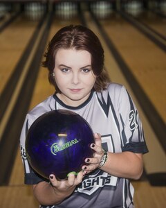 Sydney Strohm, Steele High School bowling team member, practices at Joint Base San Antonio-Randolph’s Bowling Center Aug. 3, 2016. Strohm helped the team come in fourth place at the 2016 U.S. High School Bowling National Championship in Fort Lauderdale, Fla., July 30-31.