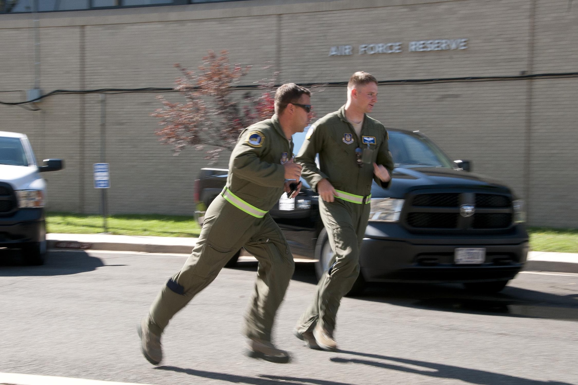 Crews from the 756th Air Refueling Squadron sprint to the flight line after being alerted to a mission during a readiness exercise on Joint Base Andrews, Md., Sunday, Aug. 7, 2016. The exercise validates the unit’s readiness to execute its nuclear mission. (U.S. Air Force photo/2nd Lt. Katie Spencer)