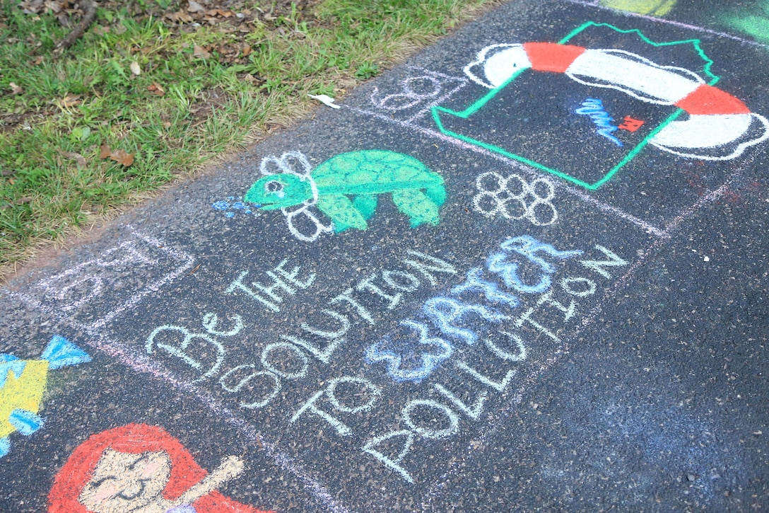 Raystown Lake PA. The park hosted Chalk on the Walk a free art contest for all ages. Drawings have to be about water safety. The park also put on a glow sick swim Saturday night. Over 300 people register for the event. To participate you had to register and have a life vest with a glow stick attached to it.