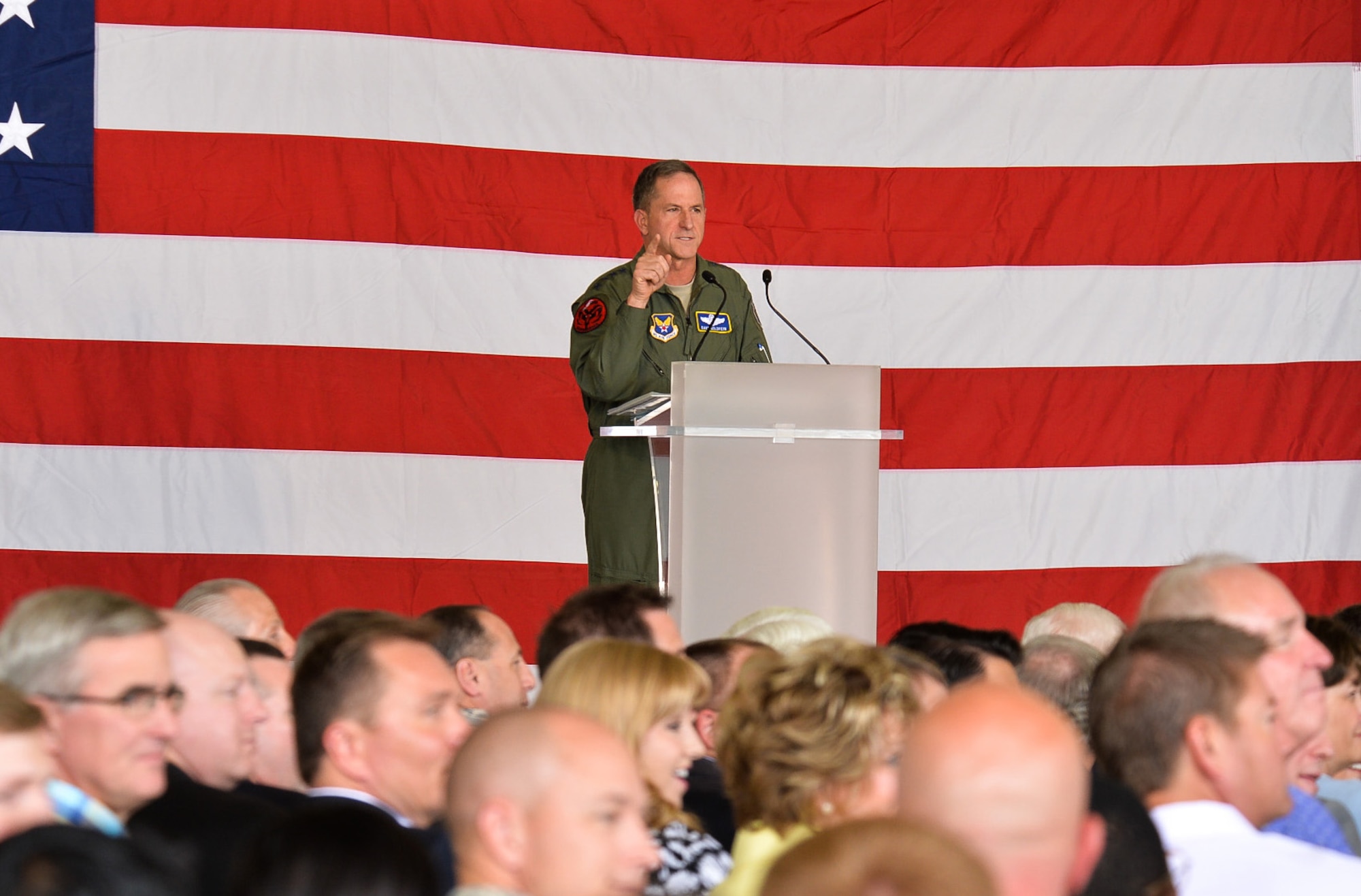 Air Force Chief of Staff Gen. David L. Goldfein speaks during the F-35A Lightning II initial operational capability ceremony Aug. 5, 2016, at Hill Air Force Base, Utah. (U.S. Air Force photo/R. Nial Bradshaw