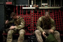 Airman 1st Class Jack Anderson and Senior Airman --TBD-- Jones, 18th Logistics Readiness Squadron forward area refueling point members, stow their equipment after completing a nighttime refueling exercise Aug. 10, 2016, at Kadena Air Base, Japan. FARP Airmen trained with the 1st Special Operations Squadron to hone skills necessary for safely hot refueling aircraft from an MC-130H Combat Talon II. (U.S. Air Force photo by Senior Airman Peter Reft)