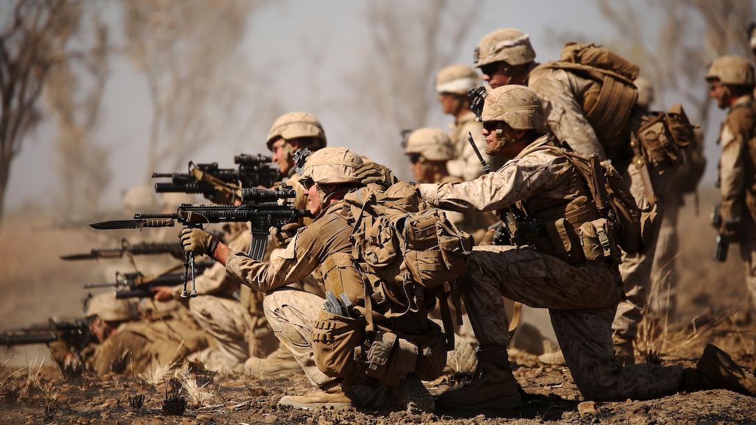 Marines with Company B, 1st Battalion, 1st Marine Regiment, attack an objective during a live-fire range movement at Bradshaw Field Training Area, Northern Territory, Australia, August 10, 2016. The Marines are part of Marine Rotational Force Darwin and are taking part in Exercise Koolendong 16. The range also included close air support, mortars, sniper over watch and the Combined Anti-Armored Team.