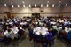 Service members, family and friends gather to recognize local Purple Heart recipients and their sacrifice during a banquet, Aug. 5, 2016, in Goldsboro, North Carolina. Volunteers from Seymour Johnson Air Force Base, N.C. set up, served dinner and disassembled the event. (U.S. Air Force photo/Airman 1st Class Ashley Williamson)