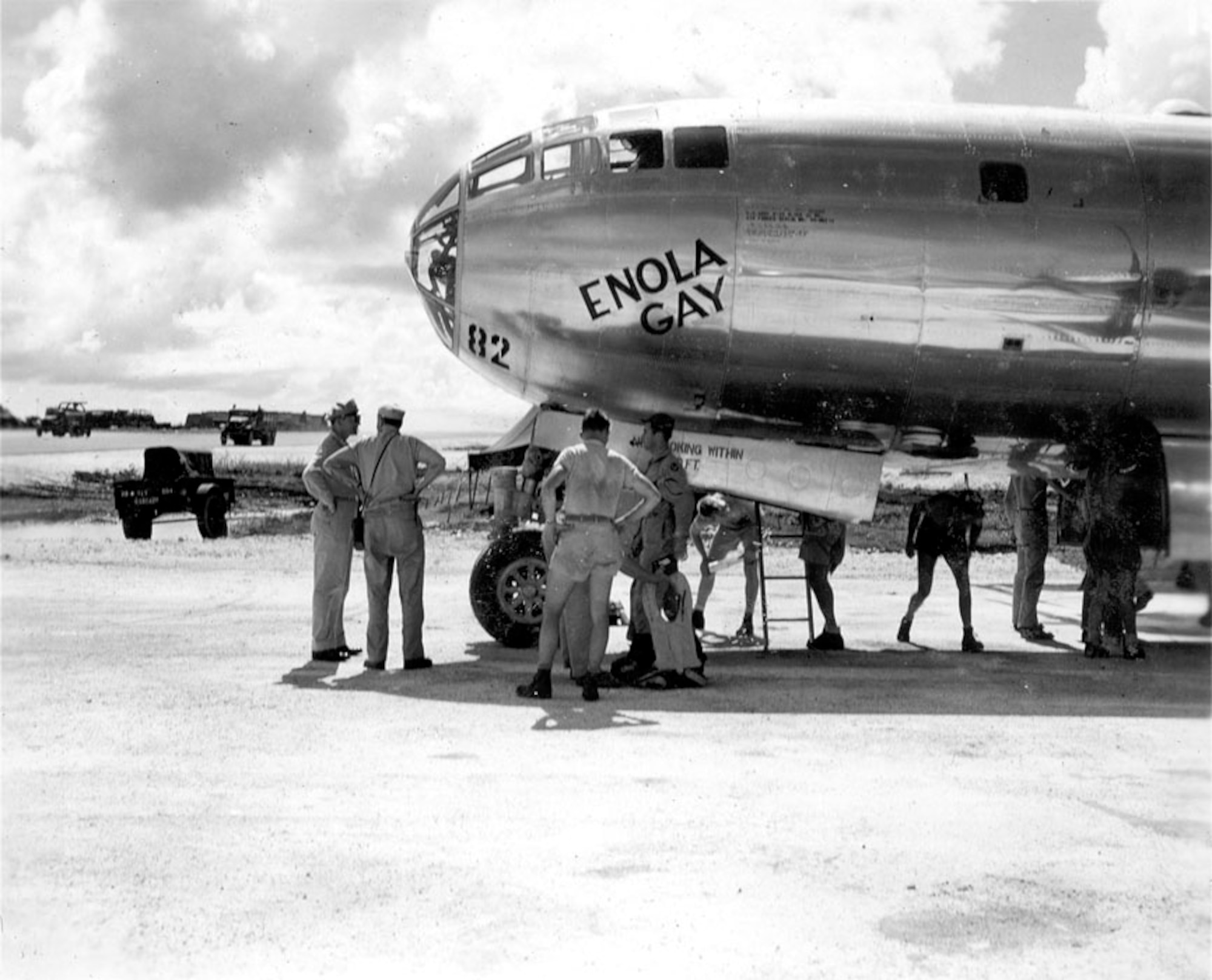 The B-29 ‘Enola Gay,’ gets prepared for a mission, 1945 at the Island of Tinian. (Courtesy photo)