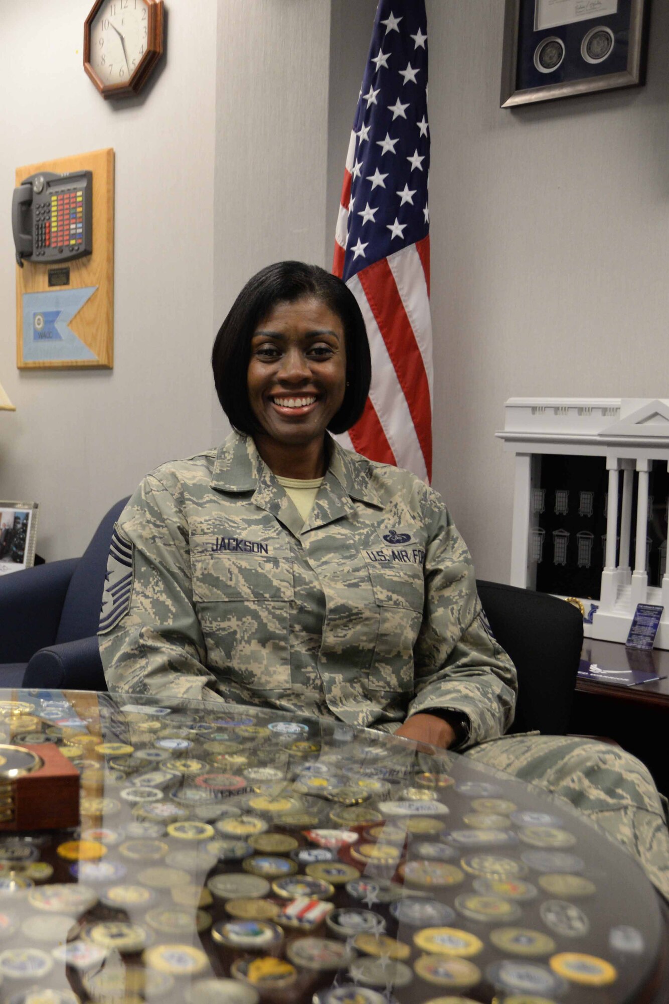 Chief Master Sgt. Michelle Jackson, National Air and Space Intelligence command chief, is the senior enlisted leader of more than 3,100 personnel. Jackson advises the commander on all matters related to morale, quality of life, discipline, assignments, training, readiness, professional development, and effective utilization of all personnel. 