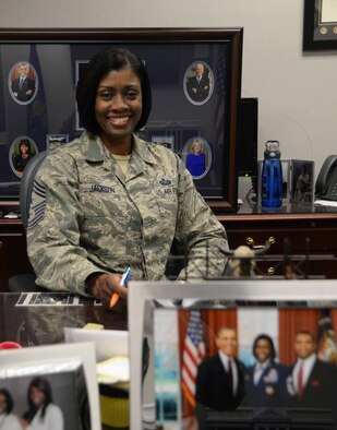 Chief Master Sgt. Michelle Jackson, National Air and Space Intelligence command chief, is the senior enlisted leader of more than 3,100 personnel. Jackson advises the commander on all matters related to morale, quality of life, discipline, assignments, training, readiness, professional development, and effective utilization of all personnel. 