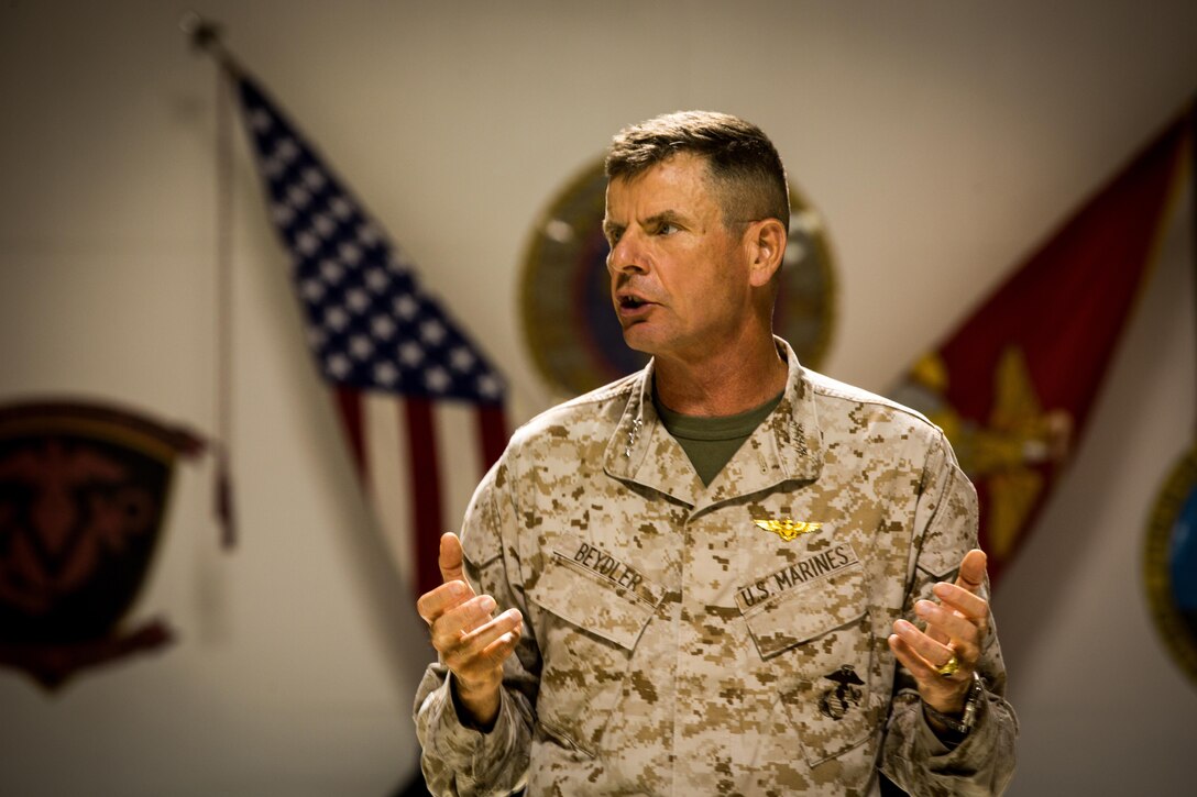 Lieutenant Gen. William D. Beydler, commanding general of United States Marine Corps Forces, Central Command visited Special Purpose Marine Air Ground Task Force - Crisis Response - Central Command Marines during his recent tour of the area of operations. 
