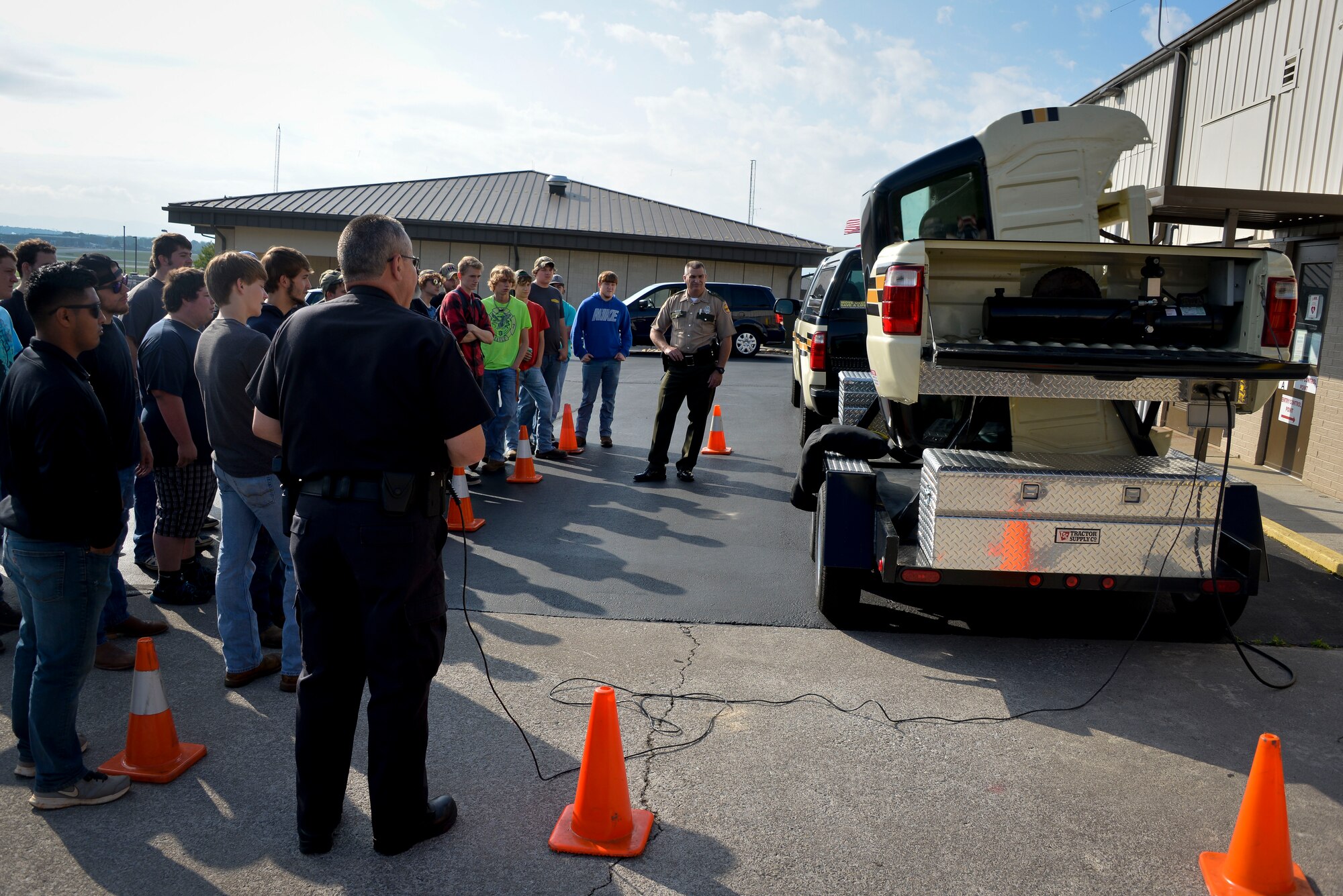 High school students learn the effects of driving under the influence from the Tennessee State Highway Patrol during the annual Top Wrench competition July, 14. One of the main goals of Top Wrench is to provide education and encouragement to students in living a drug free lifestyle and how decisions made now can effect the future. (U.S. Air National Guard photo by Staff Sgt. Ben Mellon)