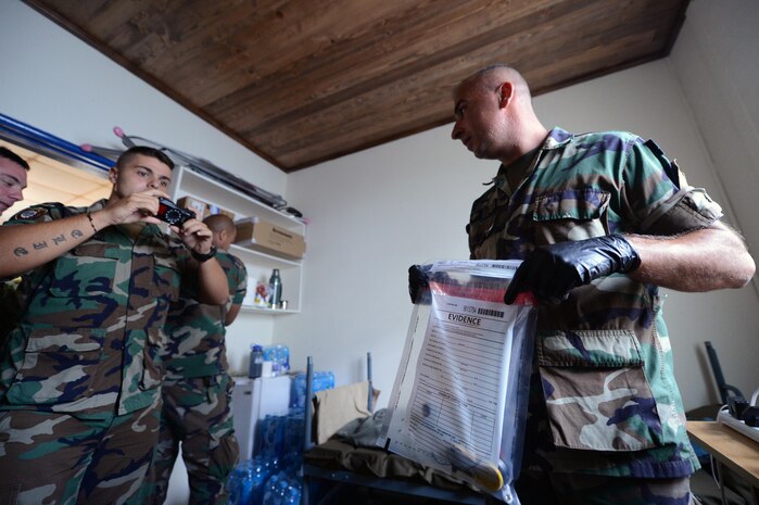 Members of the Lebanese Armed Forces conduct sensitive site exploitation training with Sailors assigned to Commander, Task Group (CTG) 56.1 during Resolute Response 16 in Beirut, Lebanon, Aug. 11, 2016. Resolute Response 16 is an annual bilateral explosive ordnance disposal, diving and Visit, Board, Search and Seizure exercise with the U.S. Navy, U.S. Coast Guard and Lebanese Armed Forces. 