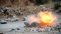 Sailors assigned to Commander, Task Group (CTG) 56.1 and members of the Lebanese armed forces conduct demolition training during Resolute Response 16 outside of Beirut, Lebanon, Aug. 12, 2016. Resolute Response 16 is an annual bilateral EOD, diving and Visit, Board, Search and Seizure exercise with the U.S. Navy, U.S. Coast Guard and Lebanese armed forces.