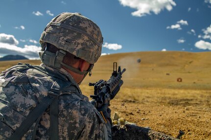 Spc. Michael S. Orozco, 2016 U.S. Army Reserve Best Warrior Competition (BWC) winner in the Soldier category, fires a M-203 grenade launcher at Fort Harrison, Mont., August 9, 2016. The Army Reserve BWC winners and runners up from the noncommissioned officer (NCO) and Soldier categories are going through rigorous training, leading up to their participation in the Department of the Army Best Warrior Competition this fall at Fort A.P., Va.