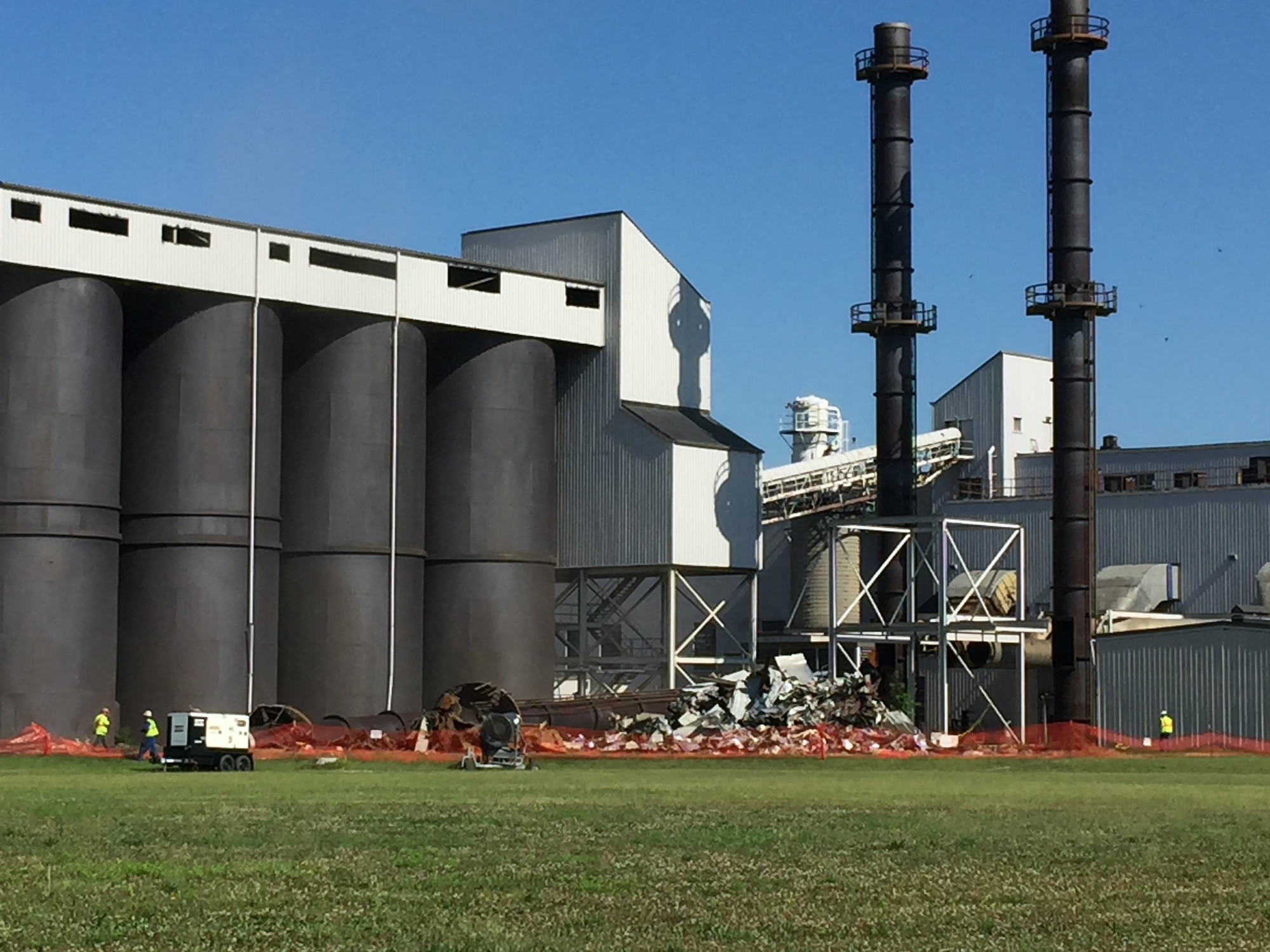 The coal stack in Area A Central Heating Plant before demolition. (U.S. Air Force Photo / Valarie Nagelson)