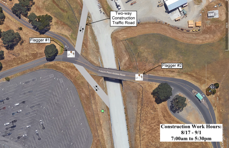 The U.S. Army Corps of Engineers Sacramento District will conduct traffic control operations August 17 through September 1, forcing temporary delays on Folsom Point Access Road.