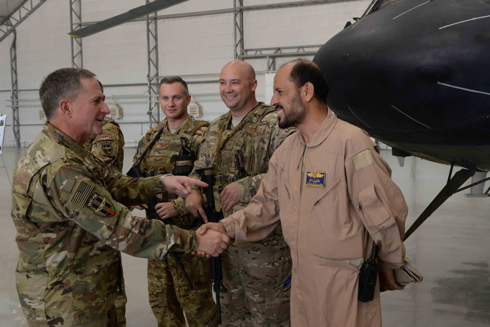 Gen. David Goldfein, Air Force Chief of Staff, visited the 438th Air Expeditionary Wing, Kabul, Afghanistan, Aug. 13, 2016. Goldfein met with Train, Advise, Assist Command-Air (TAAC-Air) leadership and received briefings about the progress of the Afghan air force. (U.S. Air Force photos by Tech. Sgt. Christopher Holmes and Capt. Jason Smith)