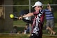U.S. Air Force Senior Airman Doug, 30th Intelligence Squadron imagery analyst, hits a softball while at bat during the 2016 Intramural Softball Championship game at Langley Air Force Base, Va., Aug. 10, 2016. The teams held victories over 18 other intramural teams to play in the championship game. (U.S. Air Force photo by Airman 1st Class Kaylee Dubois)