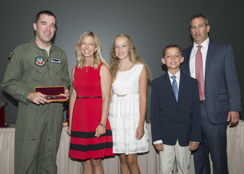 U.S. Air Force Capt. Brian, 16th Weapons School Instructor at Nellis AFB, Nevada, won the 2015 Lt. Col. Anthony C. Shine Fighter Pilot Award at Langley Air Force Base, Va., Aug. 11, 2016. Brian earned the 2015 Anthony C. Shine Award while assigned to the 36th Fighter Squadron at Osan Air Base, Korea. (U.S. Air Force photo by Staff Sgt. R. Alex Durbin)