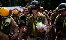 Marines with Chemical Biological Incident Response Force, CBIRF, inspect their M53 gas mask and sealed filters in preparation for the Republican National Convention, RNC, in Cleveland, July 18, 2016.
CBIRF’s Marines and sailors worked alongside federal and local agencies to provide chemical, biological, radiological, nuclear and high-yield explosives, CBRNE, response capability for the Republican and Democratic National Conventions.
CBIRF is an active duty Marine Corps unit that, when directed, forward-deploys and/or responds with minimal warning t o a chemical, biological, radiological, nuclear or high-yield explosive (CBRNE) threat or event in order to assist local, state, or federal agencies and the geographic combatant commanders in the conduct of CBRNE response or consequence management operations, providing capabilities for command and control; agent detection and identification; search, rescue, and decontamination; and emergency medical care for contaminated personnel. (Official USMC Photo by Lance Cpl. Maverick S. Mejia/RELEASED)