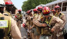Marines from the search and extraction platoon, Chemical Biological Incident Response Force, CBIRF line up for accountability after a deployment drill during Democratic National Convention, DNC, in Philadelphia, July 25, 2016.
CBIRF’s Marines and sailors worked alongside federal and local agencies to provide chemical, biological, radiological, nuclear and high-yield explosives, CBRNE, response capability for the Republican and Democratic National Conventions.
CBIRF is an active duty Marine Corps unit that, when directed, forward-deploys and/or responds with minimal warning t o a chemical, biological, radiological, nuclear or high-yield explosive (CBRNE) threat or event in order to assist local, state, or federal agencies and the geographic combatant commanders in the conduct of CBRNE response or consequence management operations, providing capabilities for command and control; agent detection and identification; search, rescue, and decontamination; and emergency medical care for contaminated personnel. (Official USMC Photo by Lance Cpl. Maverick S. Mejia/RELEASED)
