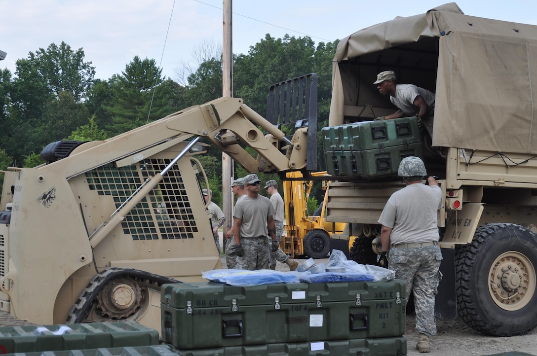 Crane Army Ammunition Activity hosted U.S. Army Reserve Soldiers from the 983rd Engineering Battalion from Monclova, Ohio, July 18-Aug. 14. Crane Army supplied reservists with housing facilities at the Crane Ammunition and Logistics Center and construction materials. The 983rd brought their own heavy construction equipment, such as bulldozers, excavators, and backhoes. Crane Army and the 983rd worked together to achieve two goals—the 983rd’s training requirements and the improvement of CAAA’s infrastructure.