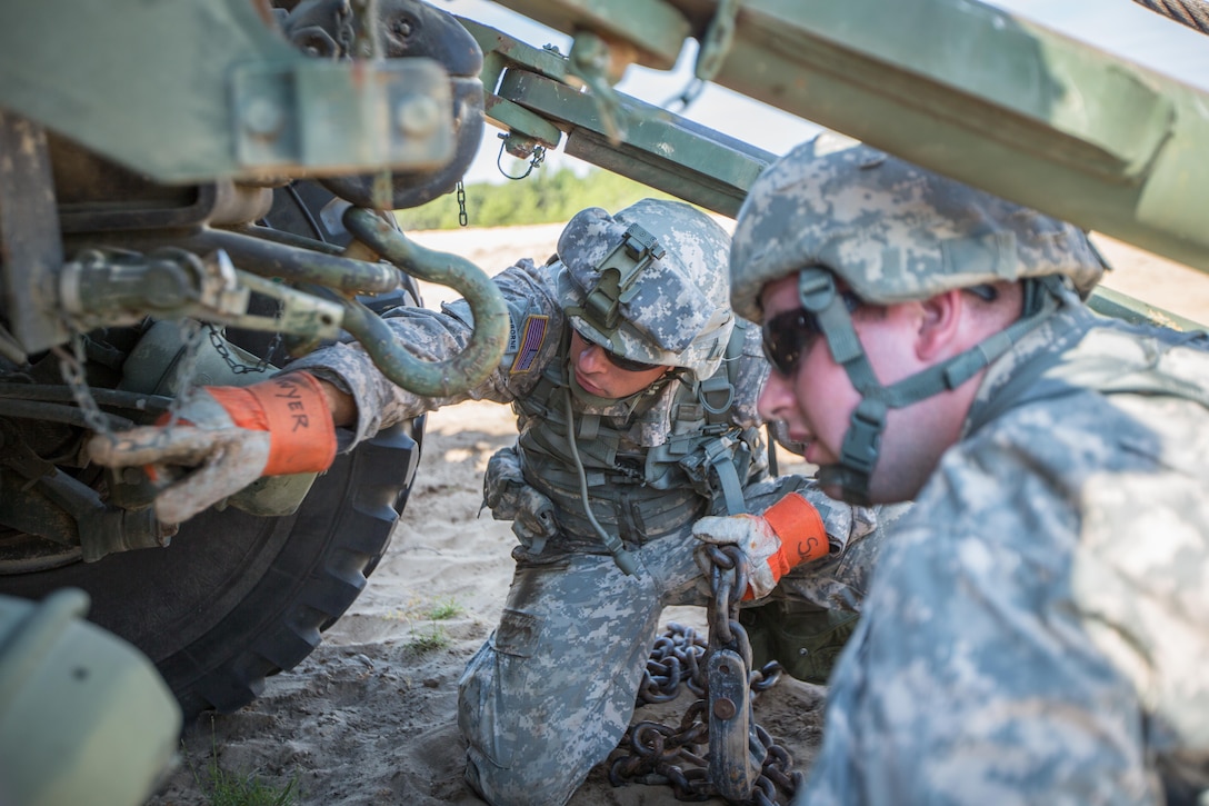 U.S. Army Sgt. Sean Gilmartin, Bravo Company, 533 Maintenance Company, Devens, Mass., conducts vehicle recovery operations on a Light Medium Tactical Vehicle (LTV) during Combat Support Training Exercise (CSTX) 86-16-03 at Fort McCoy, Wis., August 9, 2016. The 84th Training Command’s third and final Combat Support Training Exercise of the year hosted by the 86th Training Division at Fort McCoy, Wis. is a multi-component and joint endeavor aligned with other reserve component exercises. (U.S. Army photo by Spc. John Russell/Released)