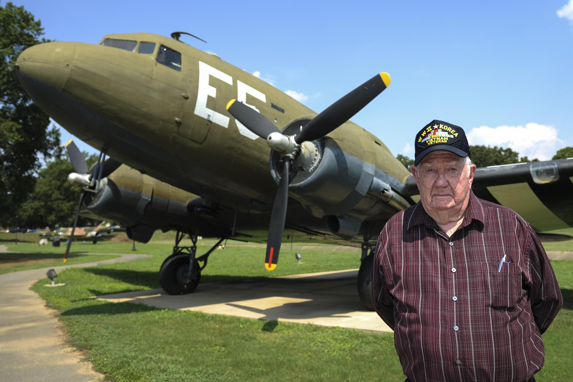 Ret. U.S. Air Force Master Sgt. Robert Earl "Sam" Puckett served in three wars. During World War II, Puckett partook in the Berlin Airlift conducted by aircraft similar to the C-47 pictured above. (U.S. Air Force photo/Senior Airman Harry Brexel)