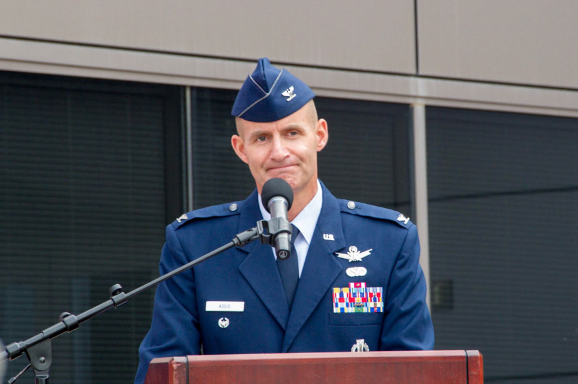 Colonel Assid reflects on his time as the Commander of the 310th Operations Group during a change of command ceremony on Schriever Air Force Base, Colorado, Sunday, Aug. 7, 2016