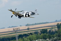 A P-51D Mustang flies through the sky during the Northern Neighbors Day Air Show at Minot Air Force Base, N.D., Aug. 13, 2016. NND had more than 10,000 attendees for Minot’s first air show in seven years. (U.S. Air Force photo/Airman 1st Class J.T. Armstrong)