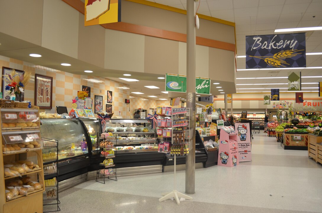 The consolidated deli and bakery section will include a dedicated sushi count, and will include rotisserie chicken as a new addition. Pictured is the Hurlburt Field deli and bakery counter, which Tyndall’s new section will resemble. (Courtesy photo)