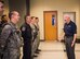 Retired U.S. Air Force Chief Master Sgt. Robert D. Gaylor, fifth Chief Master Sergeant of the Air Force, right, talks to a group at 27th Special Operations Security Forces Squadron during his visit to Cannon Air Force Base, N.M., Aug. 11, 2016. Gaylor served in the security police field when he first entered the Air Force in 1948. (U.S. Air Force photo by Staff Sgt. Eboni Reams/Released)