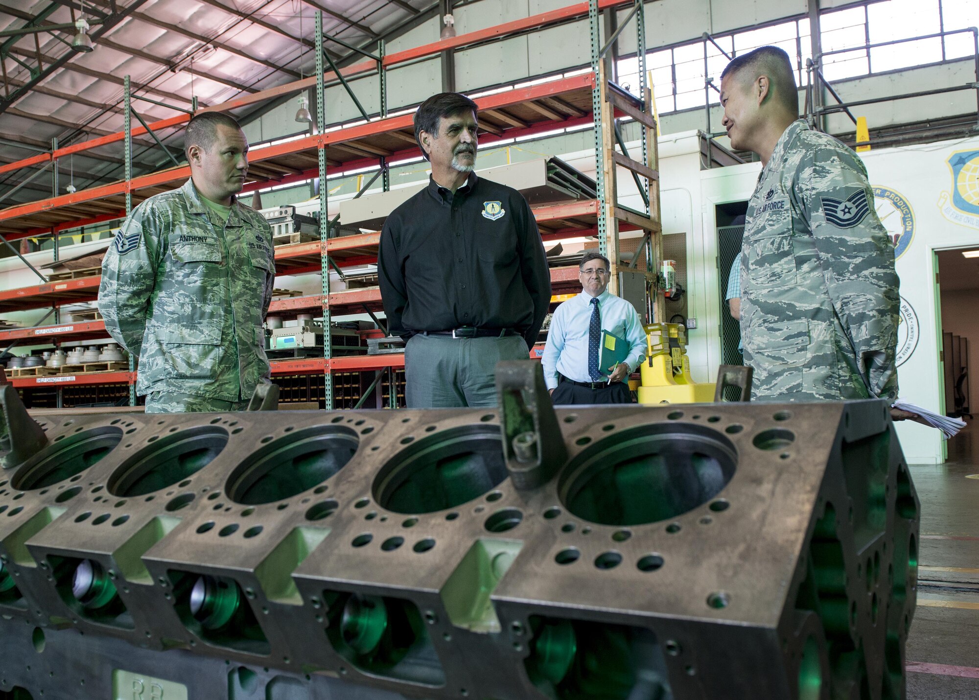 Randy E. Brown, Director, Air Force Civil Engineer Center, Air Force Installation and Mission Support Center, took the opportunity to visit the Civil Engineer Maintenance Inspection Repair Team (CEMIRT) facility at Travis Air Force Base, Calif., Aug. 4, 2016. Brown met with senior leaders as well as staff members to learn more about the unique CEMIRT functions at Travis AFB and to discuss the mission going forward. (U.S. Air Force photo by Heide Couch)