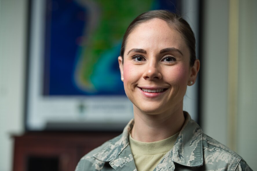 Senior Airman Heather Flitcroft, 349th Aerospace Medicine Squadron, poses for a photo at Travis Air Force Base, Calif., Aug. 15, 2016. (U.S. Air Force photo by Master Sgt. Joseph Swafford)