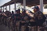 Iraqi Counter Terrorism Service  soldiers perform reloading drills with their M-4 rifles during refit training near Baghdad, Iraq, July 13, 2016. Refit is the period of time between missions that counterterrorism service soldiers use for additional training and equipment maintenance. This training is critical to enabling Iraqi security forces counter ISIL as they work to regain territory from the terrorist group. (U.S. Army photo by Staff Sgt. Sergio Rangel/RELEASED)