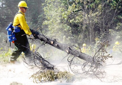 Soldiers from the 5/3 Field Artillery Battalion conduct firefighting missions in the Kaniksu Complex, Northeast Washington Aug. 25,  2015.
