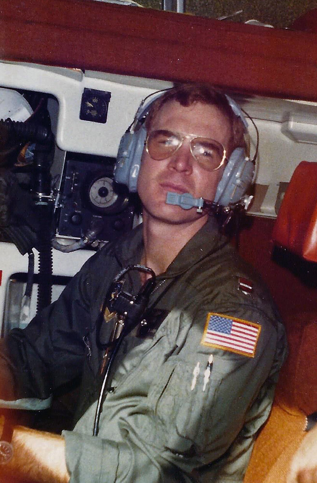 Capt. Robert Allen, 62nd Airlift Wing historian, navigates on board a C-130 aircraft during a flight in 1980 in Little Rock, Arkansas. Allen served 20 years in the Air Force and flew as a navigator aboard C-130Es, AC-130 Spectre and C-141A Aircraft. (Courtesy photo) 
