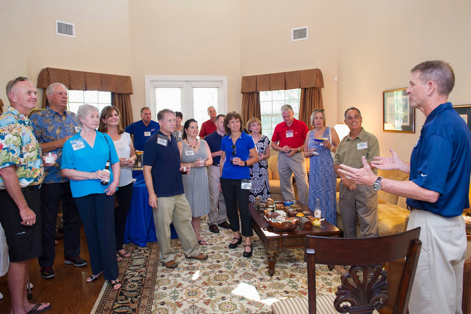 Brig. Gen. Wayne Monteith, 45th Space Wing commander, and his wife, Gina, opened their home to local elected officials, law enforcement, business leaders, and senior military and civilian advisors as a venue to keep the lines of communication open. The group spent the afternoon at the general’s home as an informal way to gather and share ideas about building stronger communities. (U.S. Air Force photo/Matthew Jurgens) 