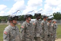 FORT MCCOY, Wis. -- Army Reserve Soldiers from the 603d Military Police Company out of Kansas City, Mo., standby to perform detainee operations as part of the Combat Support Training Exercise in Fort McCoy, Wis. on Aug. 14, 2016. CSTX immerses Army Reserve Soldiers and other service members in real-world training scenarios to enhance unit readiness in the planning, preparation, and execution of combat service support operations. (U.S. Army Reserve photo by Spc. Christopher A. Hernandez, 345th Public Affairs Detachment)