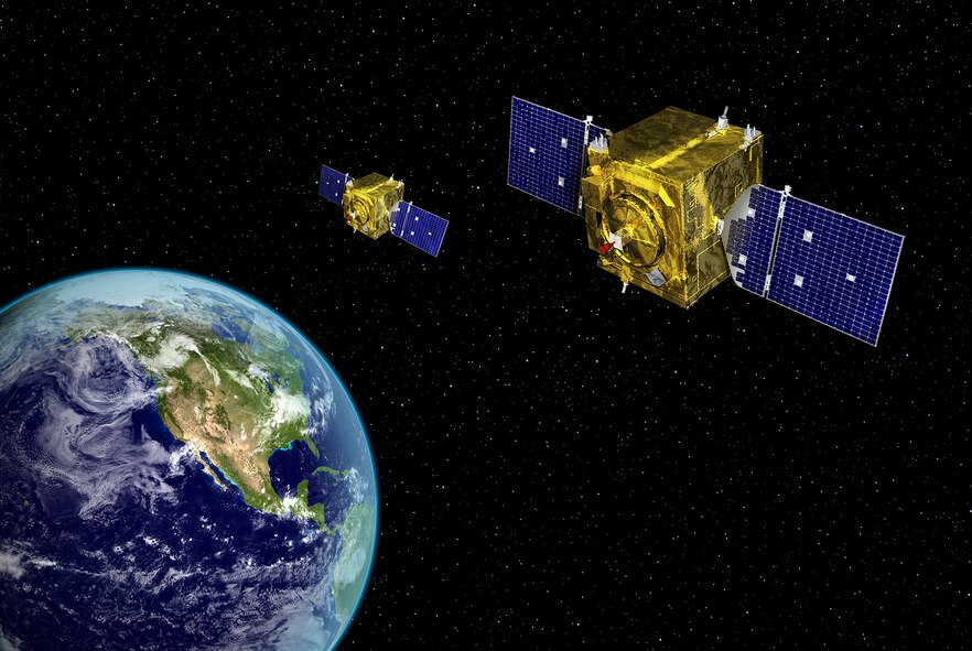 Air Force Space Command’s “Neighborhood Watch” satellites, from the Geosynchronous Space Situational Awareness Program, recently responded to the Navy’s request for help with a satellite of its own. (U.S. Air Force illustration)