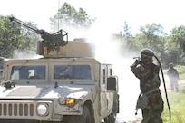 Army Reserve Soldiers from the 340th Chemical Company out of Houston, Texas, perform heavy decontamination of tactical vehicles during a training event as part of the Combat Support Training Exercise here in Fort McCoy, Wis. on Aug. 14, 2016. CSTX immerses Army Reserve soldiers and other service members in real-world training scenarios to enhance unit readiness in the planning, preparation, and execution of combat service support operations. (U.S. Army Reserve photo by Spc. Christopher A. Hernandez, 345th Public Affairs Detachment)