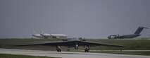 A U.S. Air Force B-2 Spirit takes off at Andersen Air Force Base, Guam, for an integrated bomber operation Aug.17, 2016. This mission marks the first time in history that all three of Air Force Global Strike Command's strategic bomber aircraft are simultaneously conducting integrated operations in the U.S. Pacific Command area of operations. As of Aug. 15, the B-1 Lancer will be temporarily deployed to Guam in support of U.S. Pacific Command's Continuous Bomber Presence mission. (U.S. Air Force photo by Tech Sgt Richard P. Ebensberger/Released)