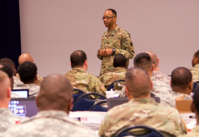 CAMP ROBINSON, Ark. – Maj. Gen. A.C. Roper, commander of the 80th Training command, addresses participants of the command’s safety workshop Aug. 11, 2016.  “Safety is a leader’s responsibility and we are all leaders regardless of the rank on our chests,” Roper said.  “It is incumbent upon us as leaders to make sure we do everything necessary to ensure our Soldiers, professional staff members, military technicians, and civilians return home to their families.”